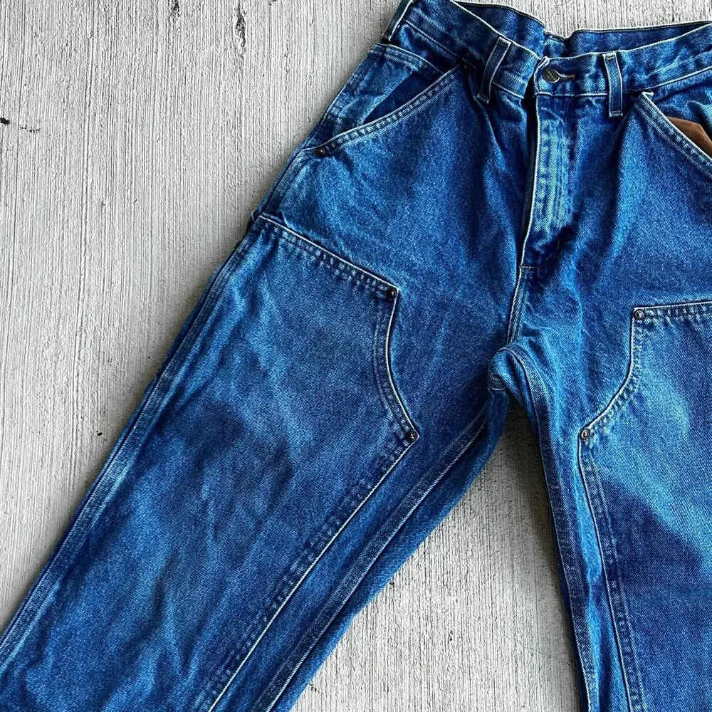 Carhartt denim blue jean double knee work wear carpenter pants
